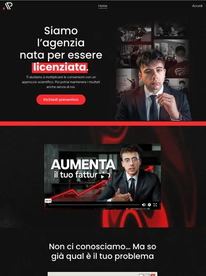 Pagina di un'agenzia, col titolo «Siamo l'agenzia nata per essere licenziata.»