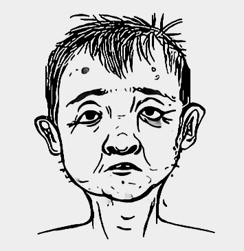 Disegno di un ragazzo spettinato e malconcio